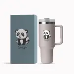 Guzzr 40oz Insulated Stainless Steel Tumbler with Straw Lid and Handle- Cream