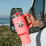 Guzzr 40oz Insulated Stainless Steel Tumbler with Straw Lid and Handle- Red