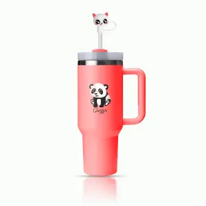 Guzzr 40oz Insulated Stainless Steel Tumbler with Straw Lid and Handle- Red